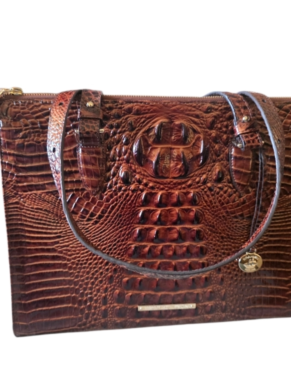 Brahmin Anywhere Tote Pecan Melbourne Embossed Leather Tote Classic Preppy